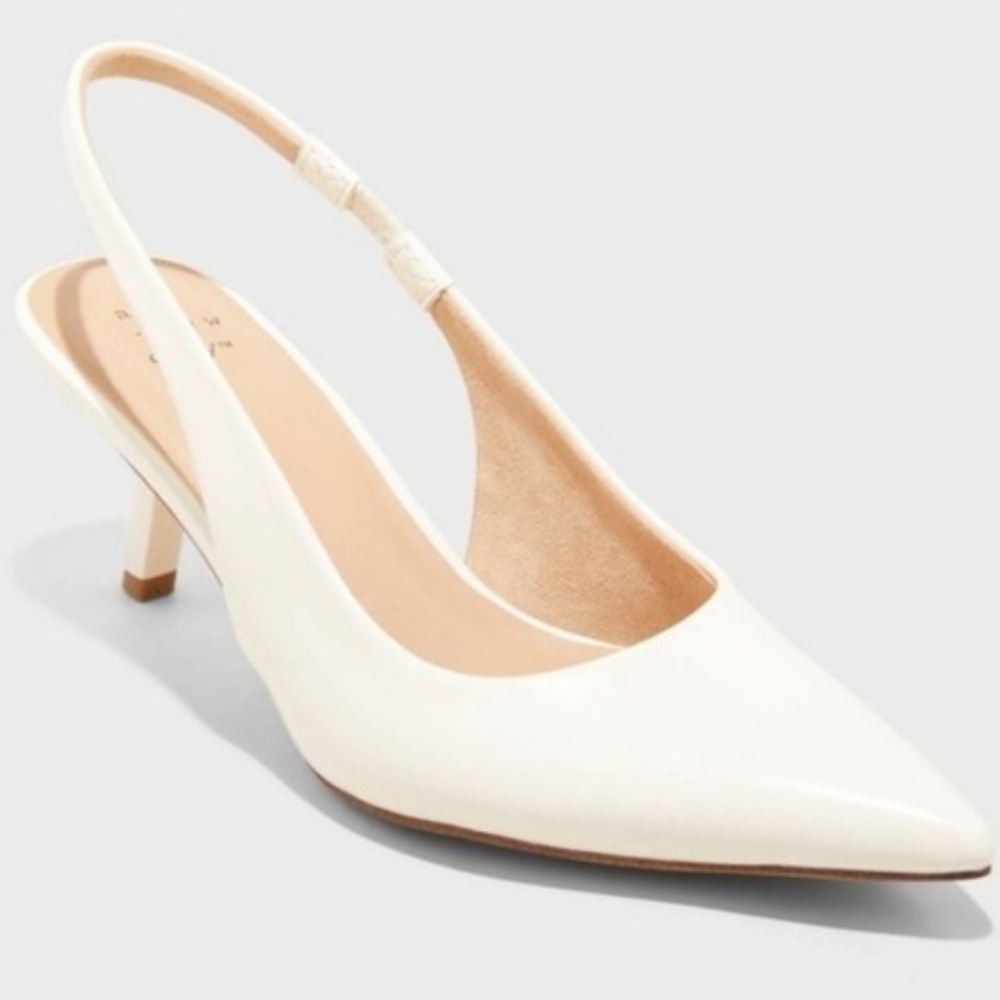 a new day Cream Audrey  Pointed-Toe Slingback Heels Size 8